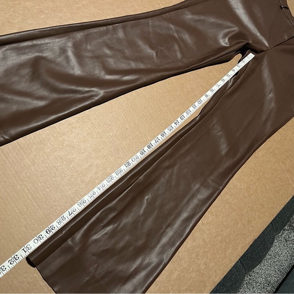 Meshki faux leather Pants, chocolate brown, highwaisted, bootcut size S, NWOT - Picture 9 of 14